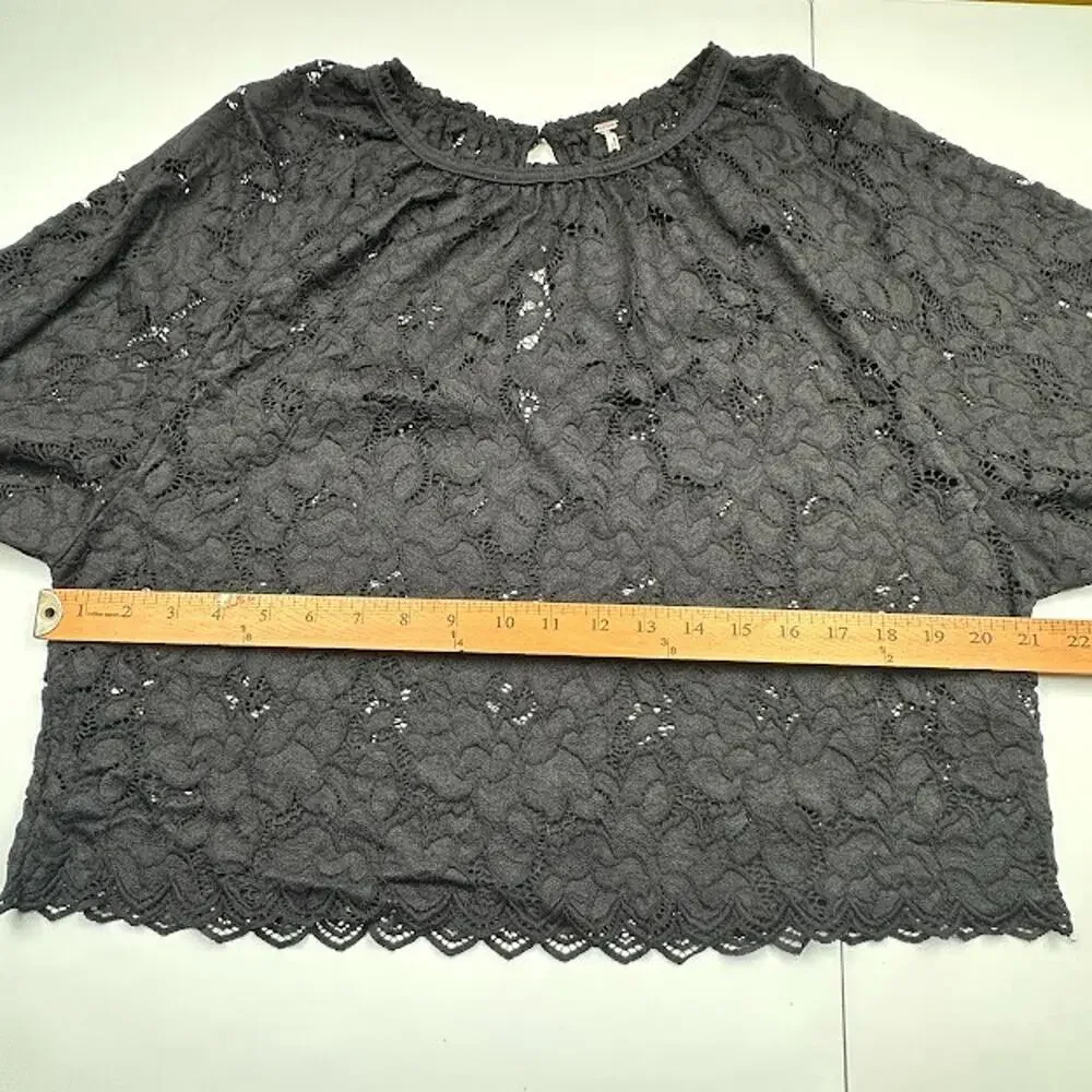 Free People Top Womens Extra Small Black Lace Whimsigoth Dark Fairy Romantic